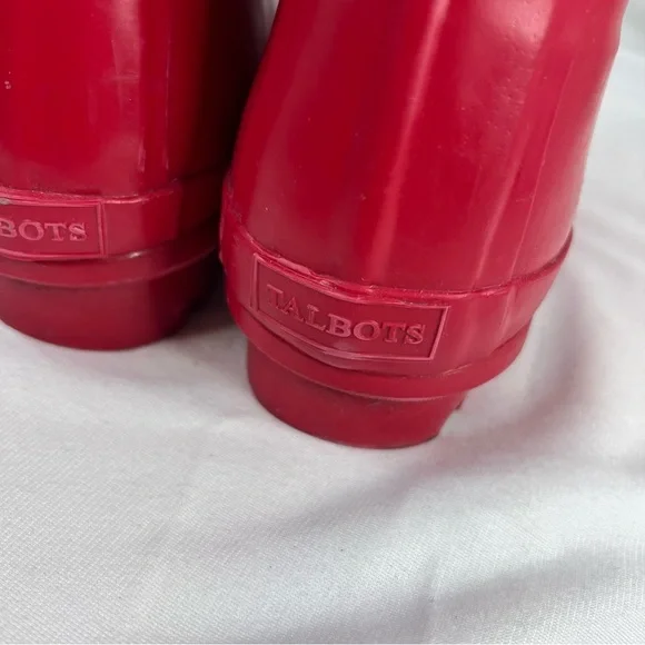 TALBOTS Women's Red Plaid Mid-Calf Rain Boots Size 6 Waterproof - Picture 6 of 9